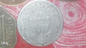 1/4 rupee silver , victoria empress coin