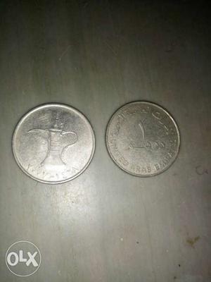 2 UAE 1 dirham coins for sale  rupees only.