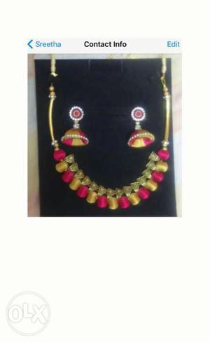 Bail Necklace with Golden and Rose colour