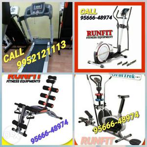 Black Treadmill, Two Elliptical Trainers And Exercise