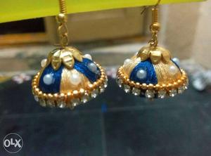 Blue And Gold Drop Earrings