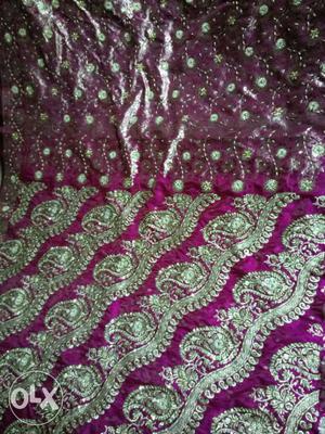 Bridal Saari - Purple Colour with Zardozi Work