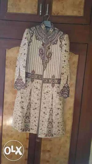 Brown And White Floral Traditional Dress