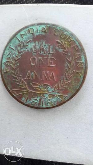 East india coin one anna
