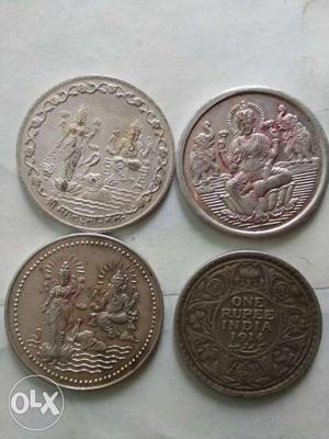 Four One Rupee India  Coins