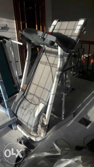 Grey And Black Folding Treadmill