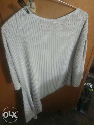 Grey Scoop Neck Long Sleeve Shirt