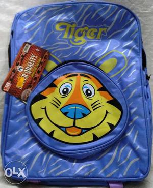 Kids School Bag Blue/Black Color with Tiger