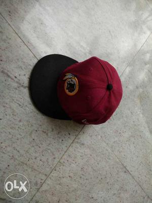 Maroon And Black Fitted Cap
