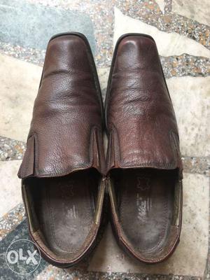 Men's Pair Of Brown Leather Loafers.