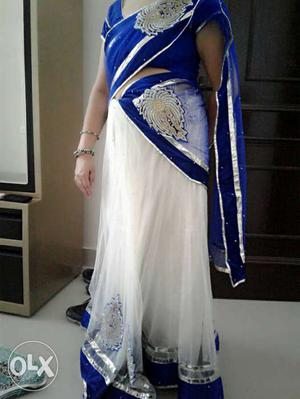 New blue silver lehenga light weight wore only