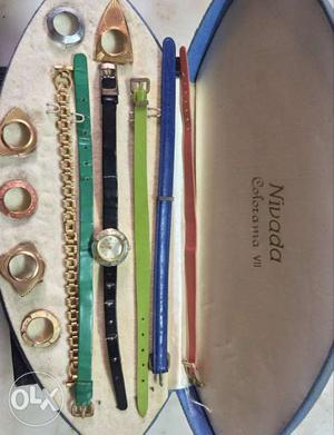 Nivada colorama gold watch with seven belt and