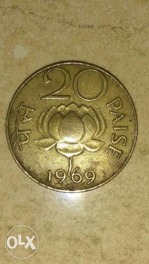 Old indian coin 20 paisa 