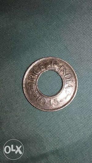 One paisa indian copper coin,  year