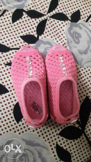 Pair Of Pink Peep Toe Sandals