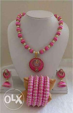 Pink And Gold Beaded Necklace