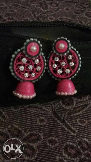 Pink And White Earrings
