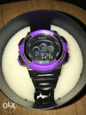 Purple And Black LED Watch With Black Strap In Case