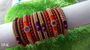 Red And Purple Bangle Thread Braclets