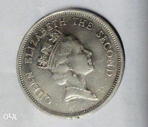Round Silver Queen Elizabeth The Second Coin