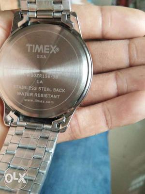 Round Silver Timex Watch With Link Bracelet