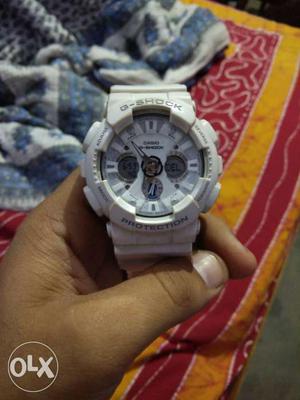 Round White Casio G-Shock Chronograph Watch