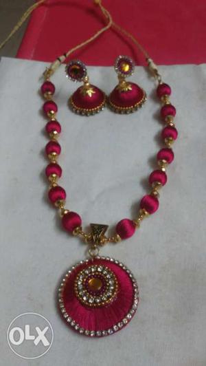 Silk Thread Necklace with Earing,