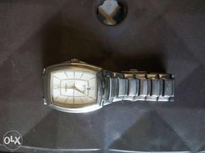 Timex Rectangular Silver Link Minimalist Watch