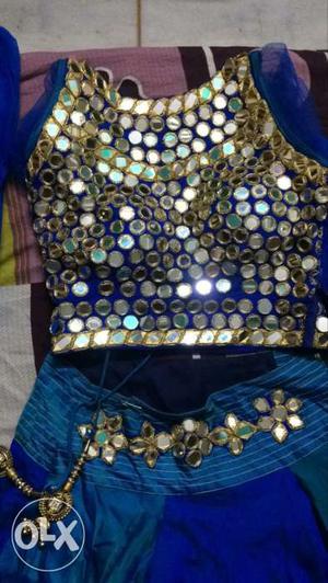 Women's Blue And Gold Sequin Dress Set