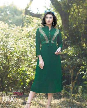 Women's Green Long Sleeves Dress