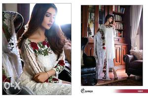 Women's White And Red Floral Kurti