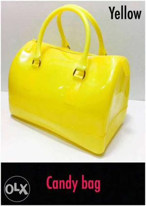 Women's Yellow Leather Candy Bag