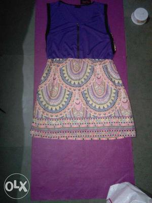 Xxl Purple, Pink, And Yellow Sleeveless Dress