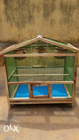Green And Beige Bird Cage