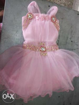3 to 6 month baby girl dress pink color it's a