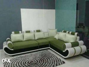Attractive piece corner L shape sofa with cushion.