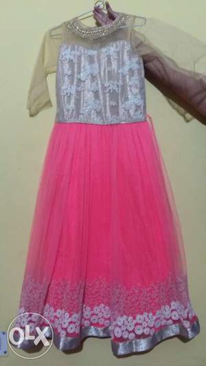 Baby pink colour, party wear girls gown