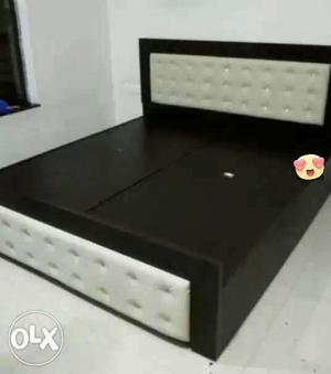 Black And White Tufted king Bed Frame