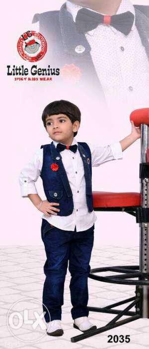 Boy's White Dress Shirt, Vest And Pants Outfit