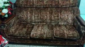 Brown Suede 5-seat Couch.3+1+1