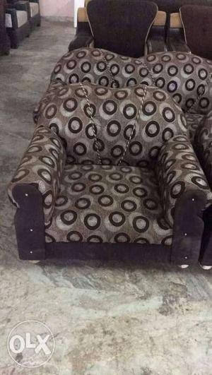 Grey And Black Fabric Sofa set