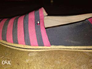 Red And Black Stripe Tommy Hifiger Espadrille.