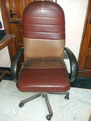 Red And Brown Leather Office Chair