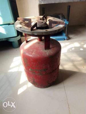 Red Gas Cylinder With Burner