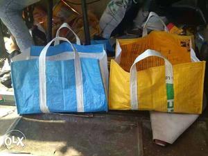 Two Blue And Yellow Shoulder Bags