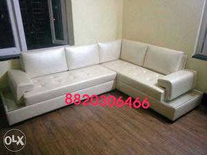 White Sectional Leather Couch