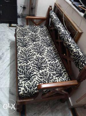 3+2 seater teak wood sofa. new seat covers with