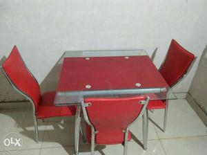4 chair Red Dinning Table