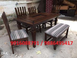 4 chairs & 1 bench dining table 3x5feet only at  brand