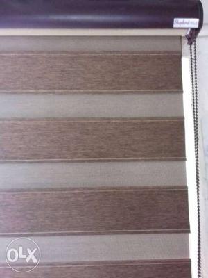 Brown And Gray Stripe Window Blind